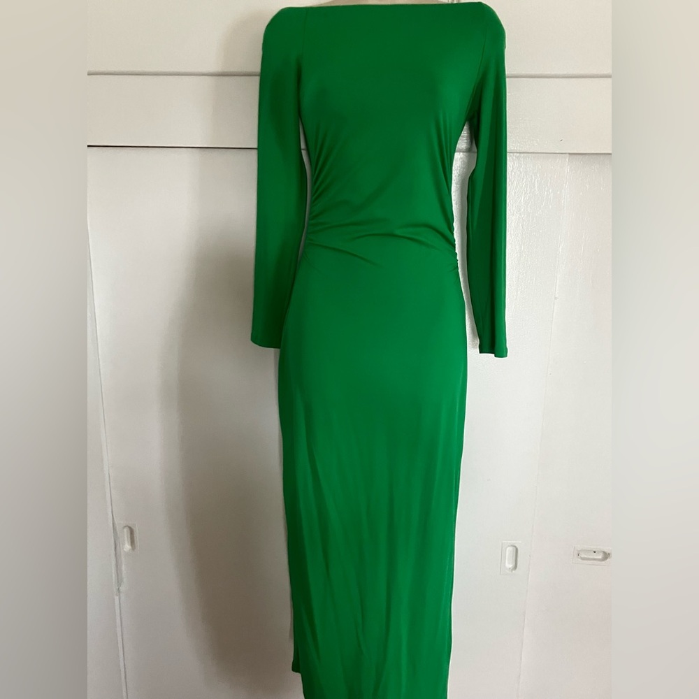 Zara Green Long Sleeve Sheath Dress for Weddings